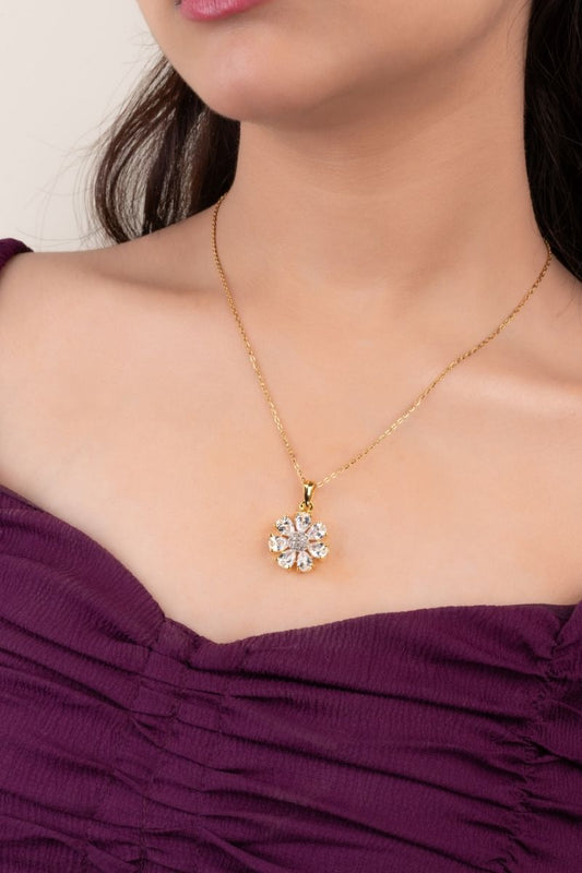 ZURI FLORAL DREAMS PENDANT SET - CUBIC ZIRCONIA & AMERICAN DIAMOND (CHAIN NOT INCLUDED)