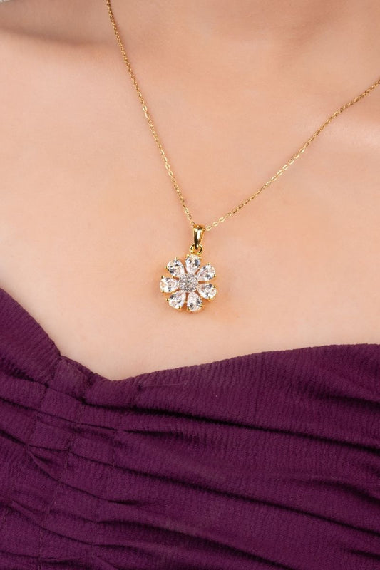 ZURI FLORAL DREAMS PENDANT SET - CUBIC ZIRCONIA & AMERICAN DIAMOND (CHAIN NOT INCLUDED)