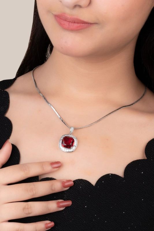 NYSHA RUBY GLOW MINIMAL CZ PENDANT SET (CHAIN NOT INCLUDED)