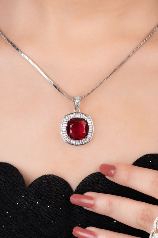 NYSHA RUBY GLOW MINIMAL CZ PENDANT SET (CHAIN NOT INCLUDED)