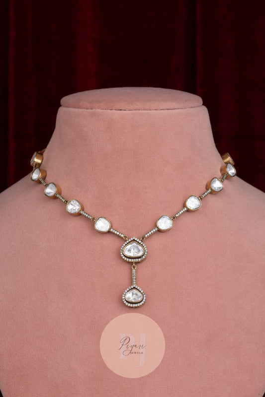 MANIKA MOISSANITE POLKI NECKLACE SET WITH VICTORIAN POLISH