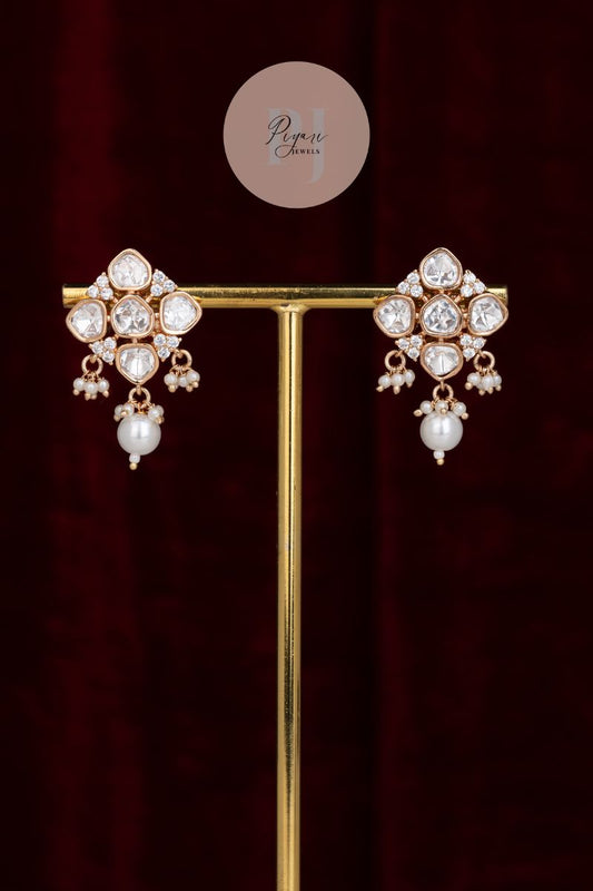 RAAVYA MOSSIANITE CHOKER SET WITH WHITE PEARL DROPS