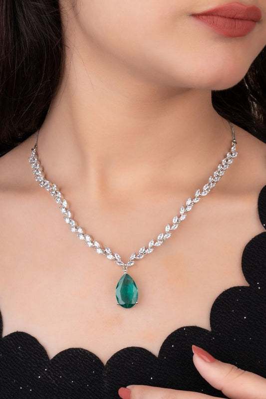 AMAYA CUBIC ZIRCONIA EMERALD NECKLACE SET