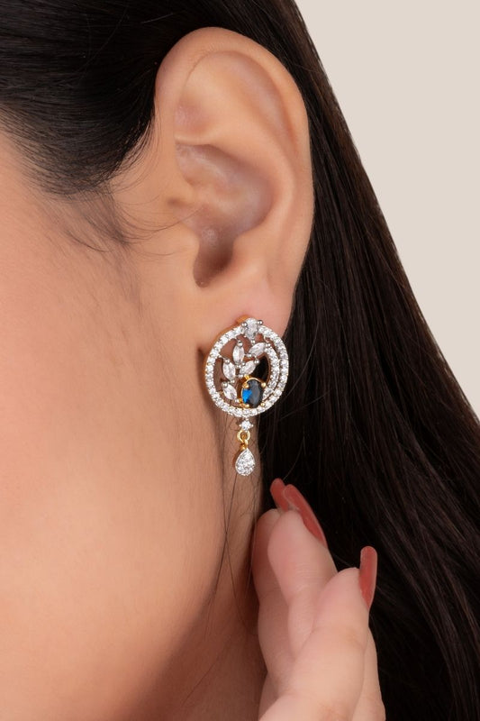 VEDA BLUE MIRAGE PENDANT SET - CUBIC ZIRCONIA & AMERICAN DIAMOND (CHAIN NOT INCLUDED)