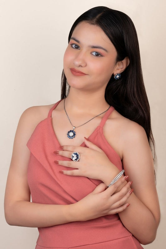 ELARA BLUE DIAMOND ELEGANCE PENDANT SET (CHAIN NOT INCLUDED)