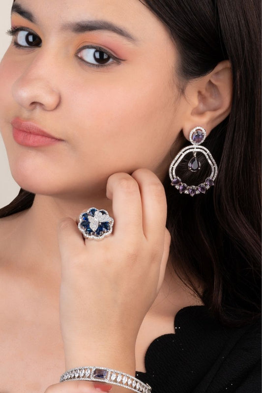 LISHA DIAMOND ELEGANCE BLUE STONE EARRINGS