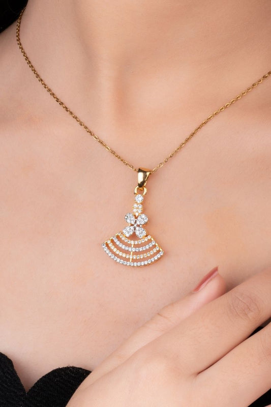 MISHIKA CHIC ZIRCONIA GOLDEN PENDANT SET (CHAIN NOT INCLUDED)