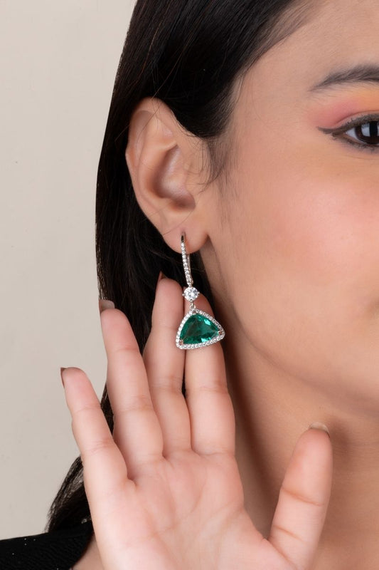 ELIZA DIAMOND BALI'S WITH EMERALD DROP