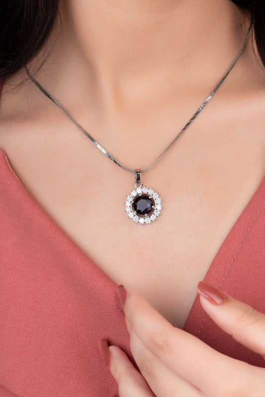 LUNA PURPLE PENDANT SET - CUBIC ZIRCONIA AND AMERICAN DIAMOND (CHAIN NOT INCLUDED)