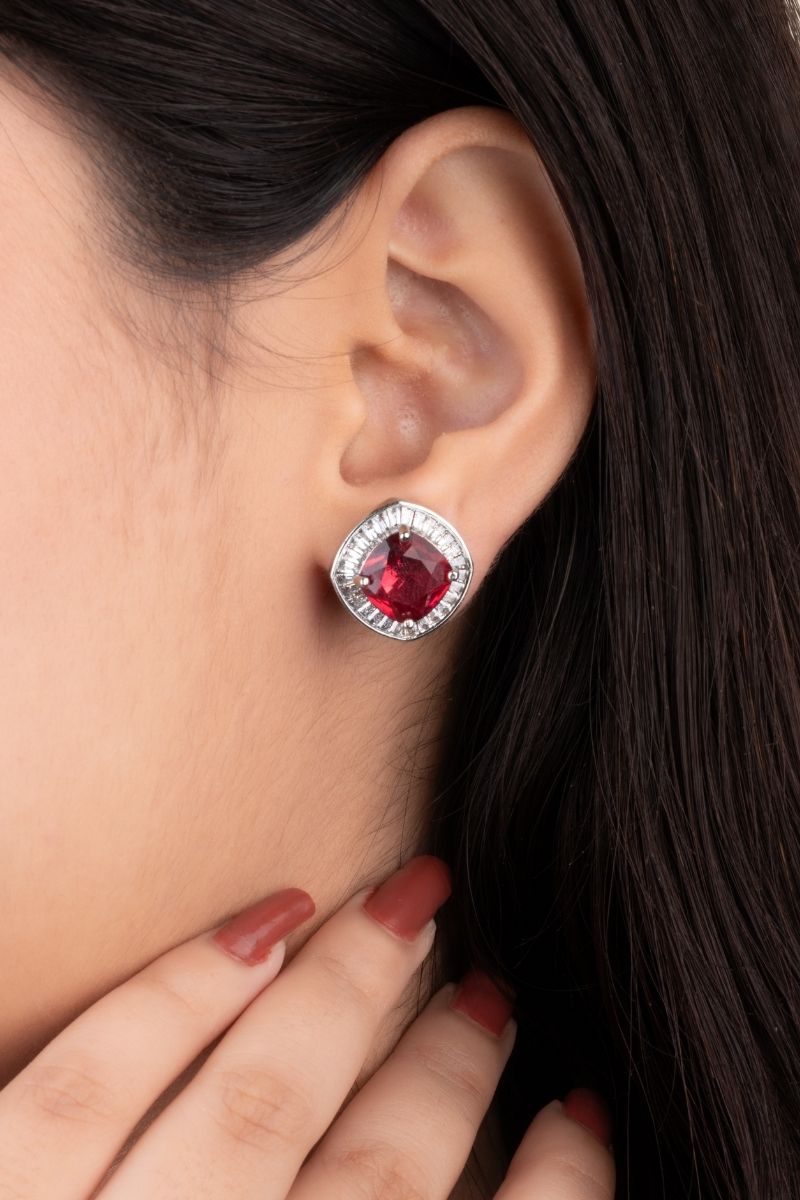 NYSHA RUBY GLOW MINIMAL CZ PENDANT SET (CHAIN NOT INCLUDED)