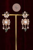 NISHITA POLKI NECKLACE SET WITH EMERALD BEADS