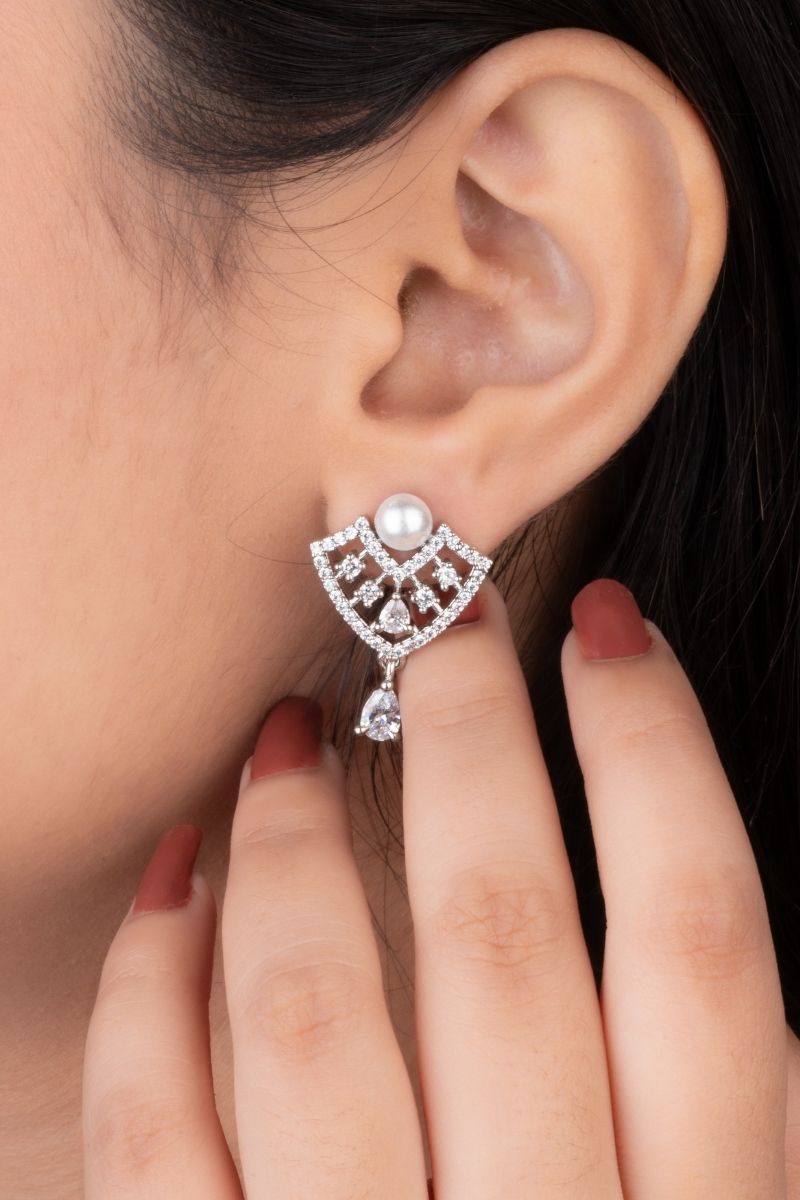 PIA SILVER ETERNAL PEARL PENDANT SET - CUBIC ZIRCONIA & AMERICAN DIAMOND (CHAIN NOT INCLUDED)