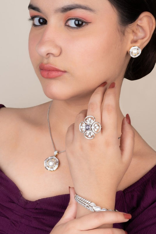 ZOE LAVENDER BLOSSOM COCKTAIL RING