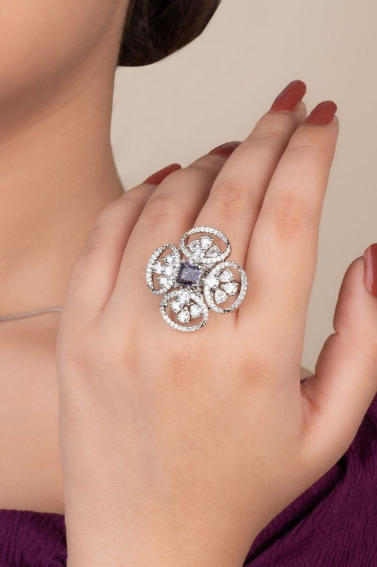 ZOE LAVENDER BLOSSOM COCKTAIL RING