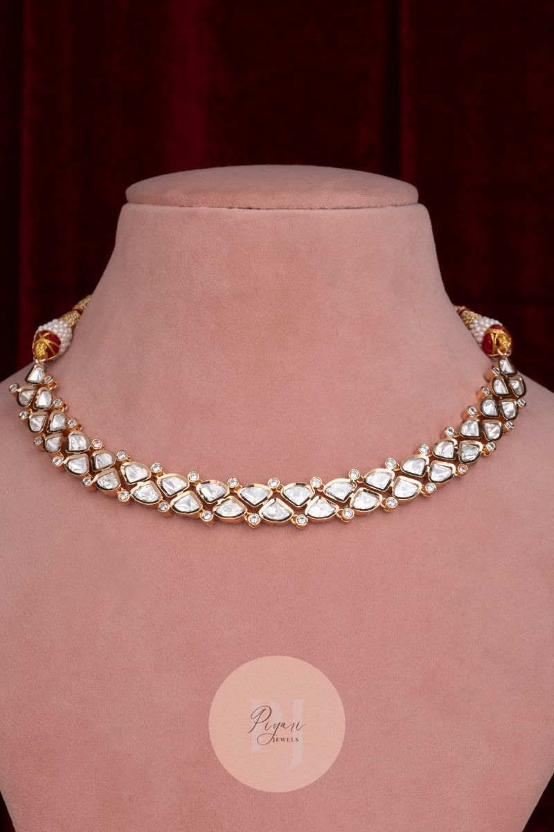 VAIDEHI MOISSANITE TRI LEAF CHOKER SET