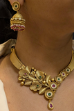 Mehak floral antique gold set