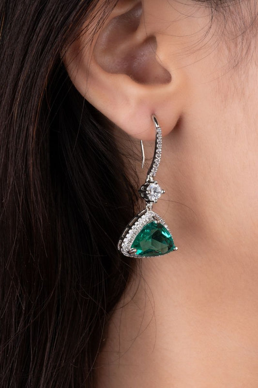 ELIZA DIAMOND BALI'S WITH  EMERALD  DROP